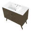 Meuble-lavabo rayé de luxe 36 po, double rangement à fermeture en douceur et lavabo en céramique de qualité supérieure, brun foncé