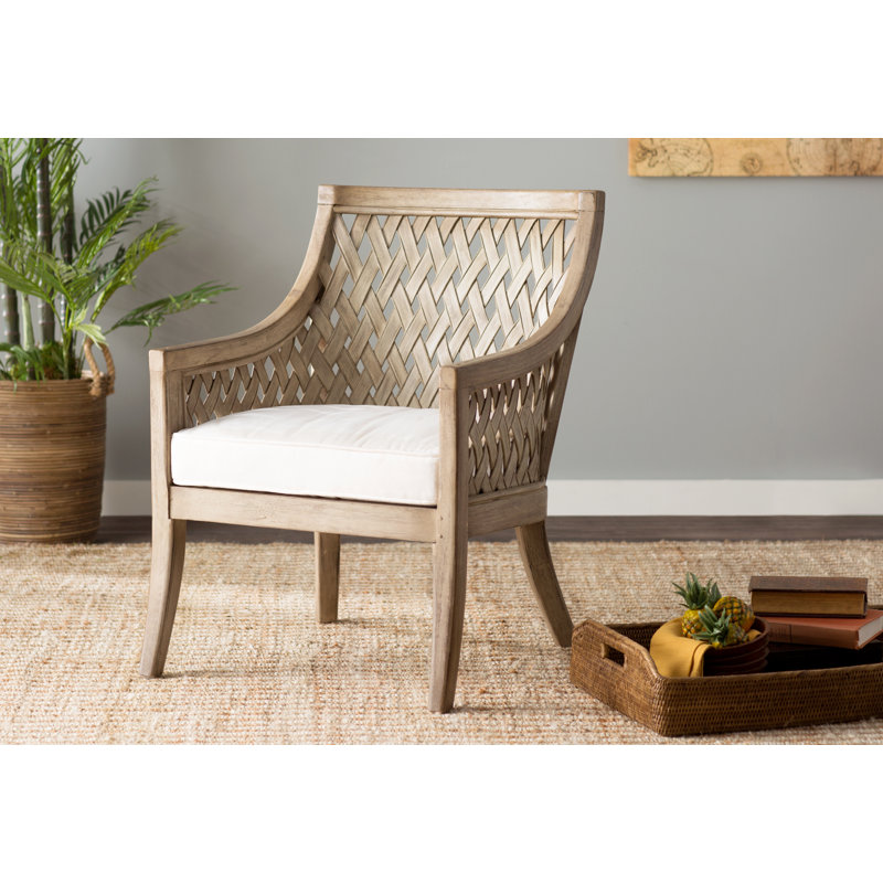 Fauteuil en coton de 25,25 po Baumbach, Gris lessivé