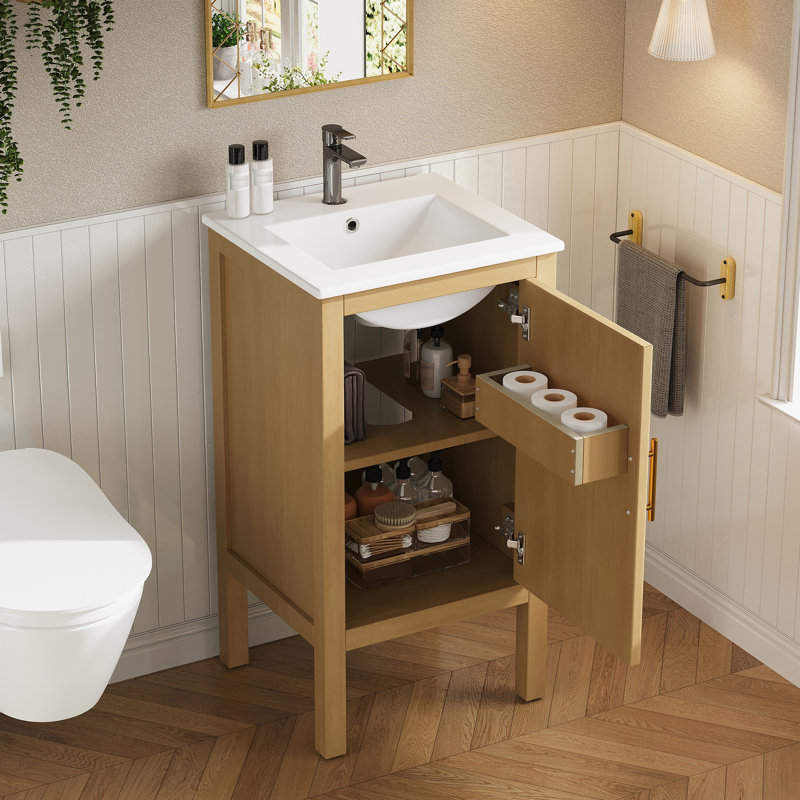 18-inch Small Bathroom Vanity with Adjustable Shelf and Soft-Closing Hinges