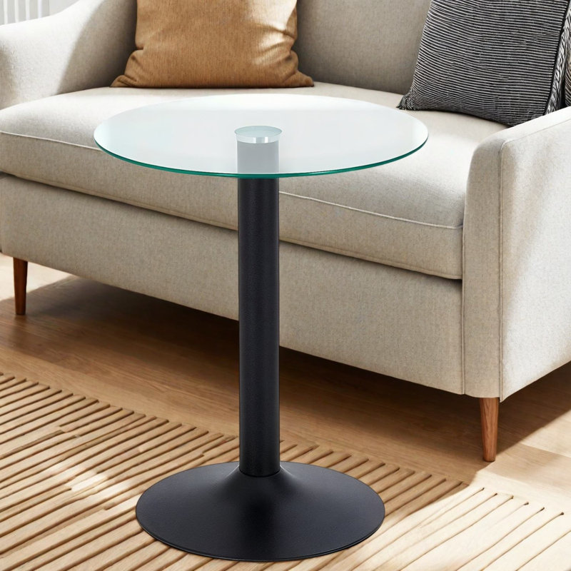 Tables d'appoint modernes, table d'appoint ronde en métal 19,68 po pour la maison, Noir * transparent
