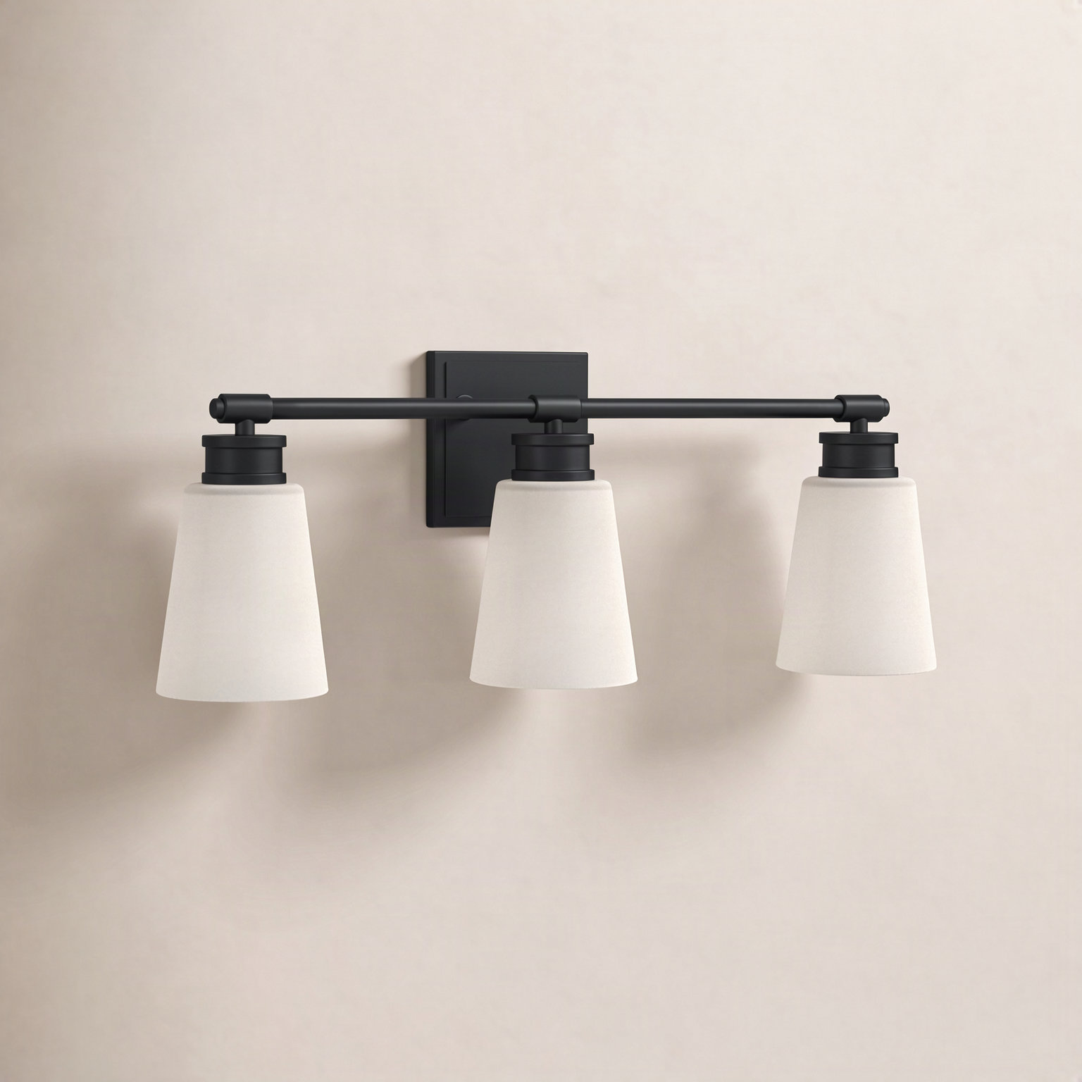 Libre 3 Light Frosted Dimmable Vanity Light, Matte Black