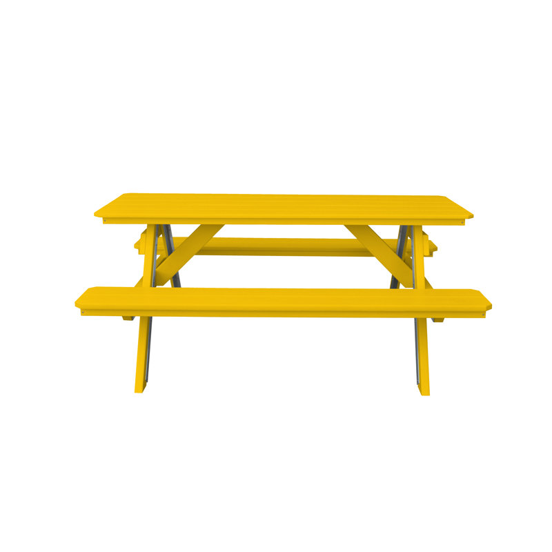 6 - Person Patio Dining Set with Rectangular Table, 55" W x 60" L, Lemon Yellow