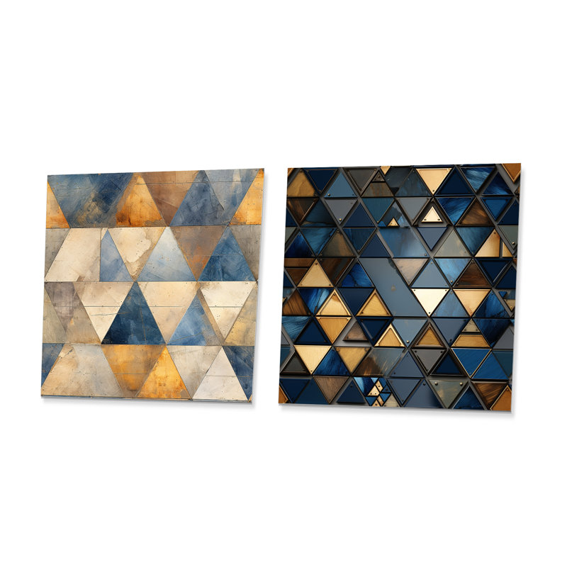 Connagh - Formes abstraites en métal, ensemble de 2 carrés, H 29 po x l 58 po