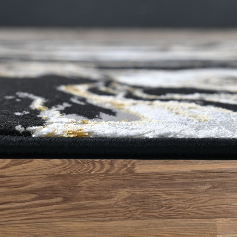 Galaxy Series Abrstract Black/Gray/Ivory/Beige Area Rug, Rectangle 7'9" x 10'2"