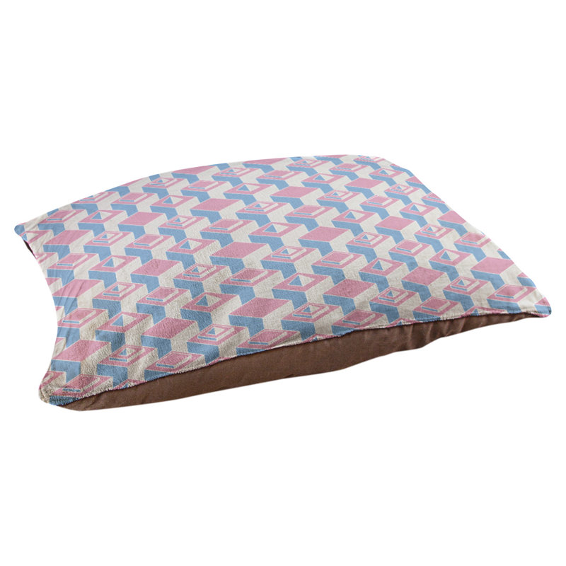 Chen Geometric Pet Bed, Large (50" W x 7" D x 40" H), Pink/Teal