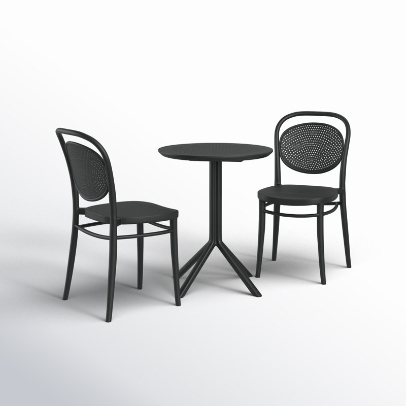 Ensemble bistro pour 2 personnes avec chaises empilables 24 po Farrah, Noir