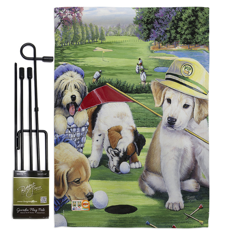 Ensemble de 2 côtés en polyester 1,5 x 1,1 pi. golfing décoratif nature animaux