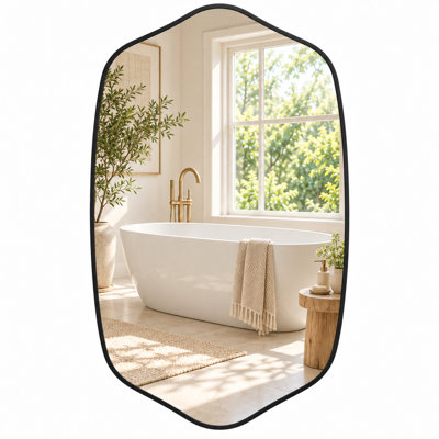 24" x 36" Modern Pointed Arch Bathroom Vanity Mirror, Aluminum Framed Decorative Wall Mirror