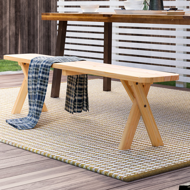 Banc de pique-nique en bois Kennicott Crossleg, Brut, H 17 po x l 33 po x P 11 po