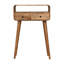 Mini console en bois massif courbé en chêne massif, 2 tiroirs, 1 fente ouverte