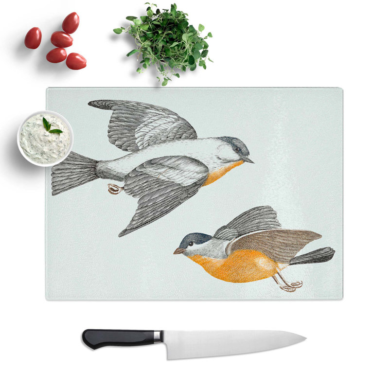 Glass Grey Fluff Tits by Johan Teyler Chopping Board, 28.5 cm W x 20 cm L