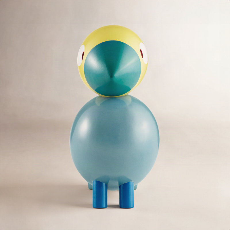 Kay Bojesen, oiseau chanteur, H 6,1 po x l 6,3 po x P 3,1 po, Turquoise / jaune, 1