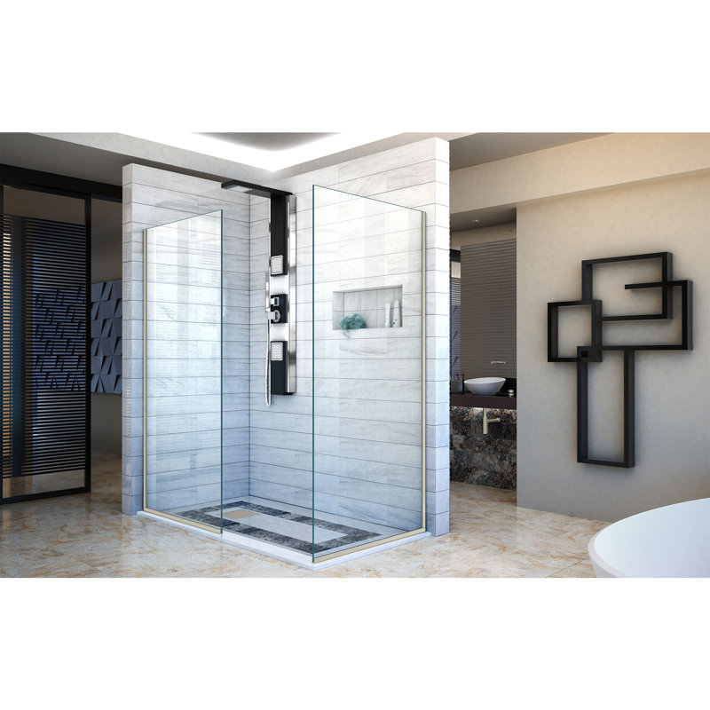 Panneau de verre fixe sans cadre l 30 po x H 72 po Linea, Nickel brossé