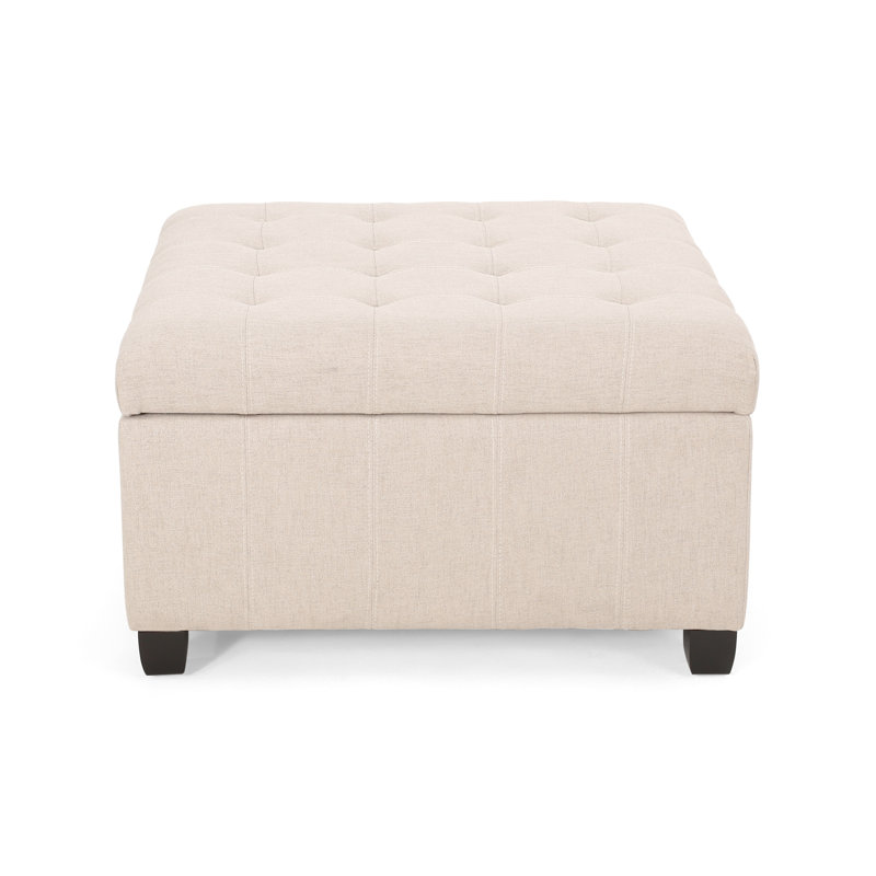 Fabric In Wheat Color - Delicate Tufting, Birch Legs Dark Brown, 30.33X30.33X18.53 With Space Charming Fabric, 31X31x18.6, Storage