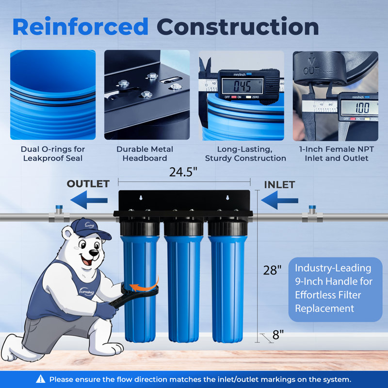 iSpring Whole House Water Filter System WGB32B-PFKDS+WSP50J – Removes up to 99% PFOA/PFOS with SGS-tested media, Reduces sediments, scale, lead, chlorine, taste, odour & corrosion. Includes jumbo spin-down pre-filter.