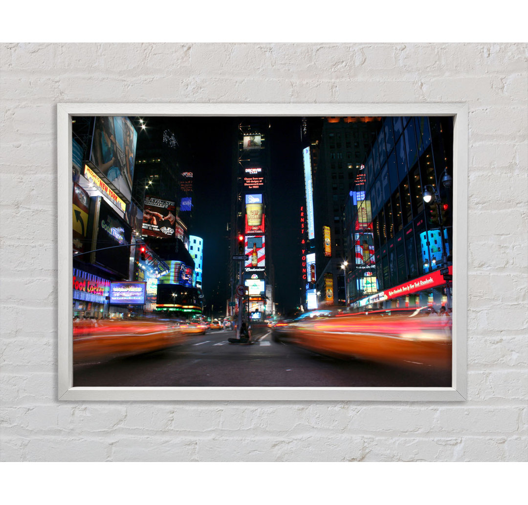 Times Square Yellow Cab Blur - Einzelner Bilderrahmen Kunstdrucke auf Leinwand