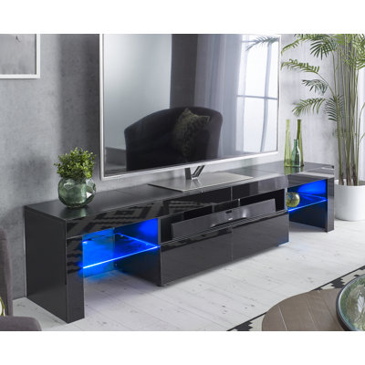 TV Stand by Chancey Glossy 200cm Wide Cabinet with Lights for up to 88" TV's