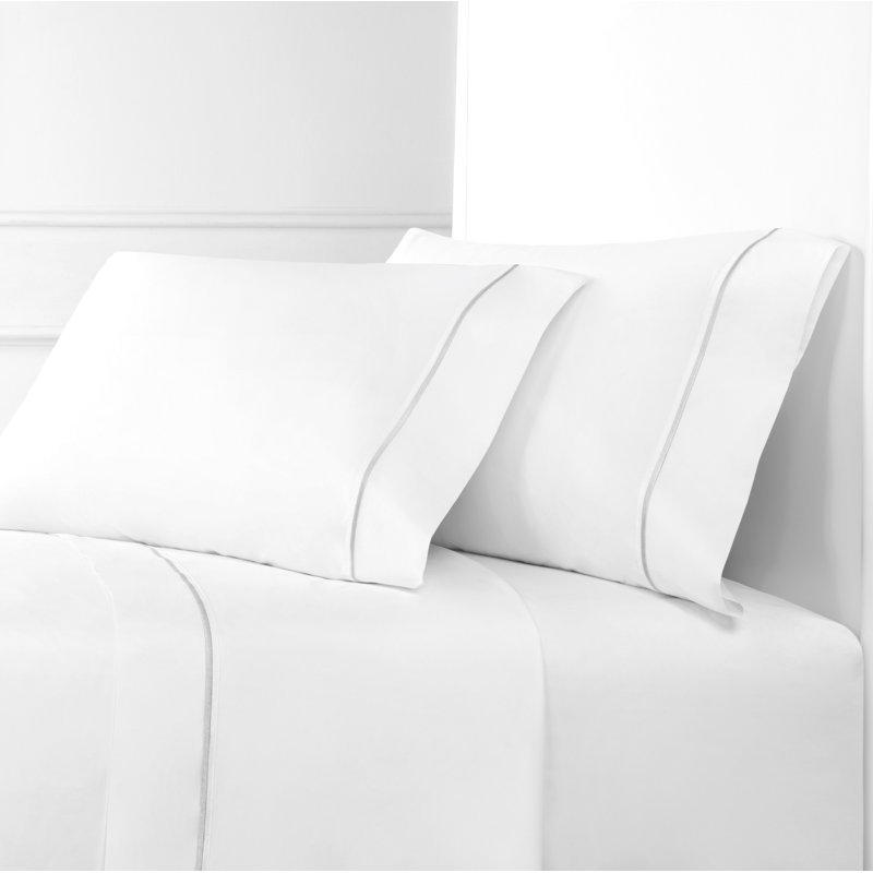 Ensemble de literie à broderie simple 1000 fils, Ensemble de draps pour très grand lit californien, gris