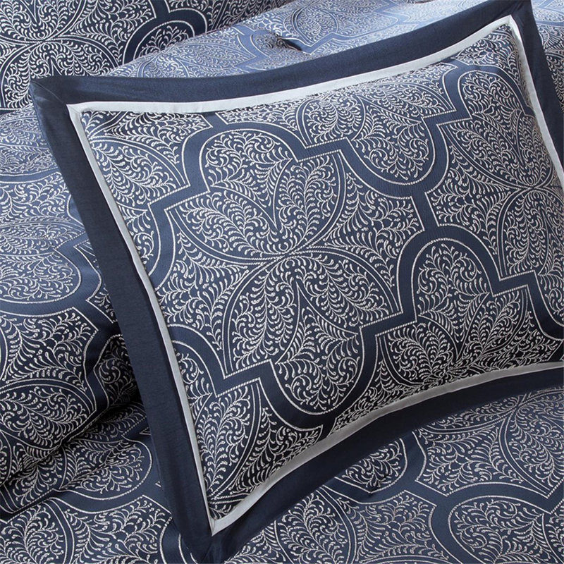 8 Piece Jacquard Comforter Set Navy
