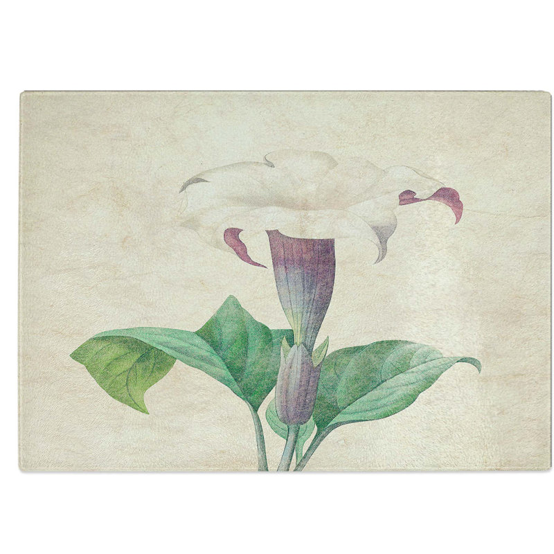 Tempered Glass Daturas Flower Chopping Board, 28.5 cm W x 20 cm L