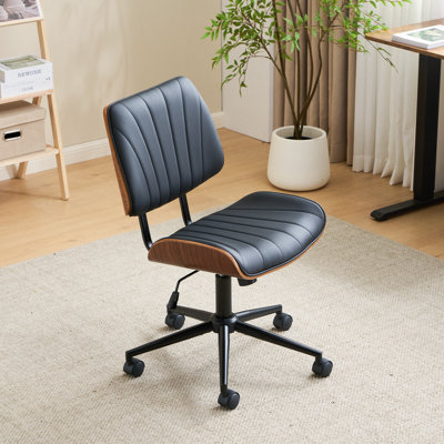 PU Trapezoid Curved Back Swivel Office Chair