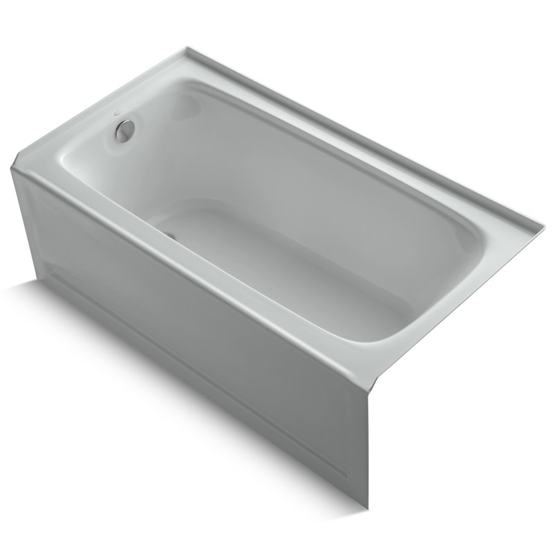 Bancroft 60" x 32" Alcove Soaking Acrylic Bathtub, Ice Gray, Left