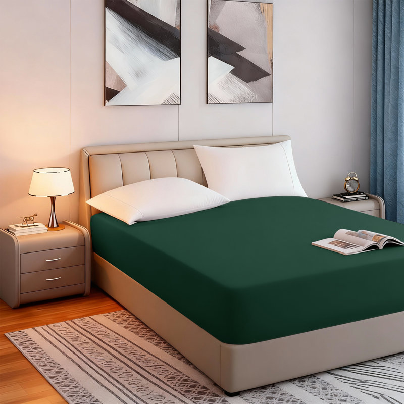 Tanvish Luxury Microfiber Fitted Sheet - 40 cm Deep Pocket, Ultra-Soft - Wrinkle-Free and Easy Care, Single (3'), Green