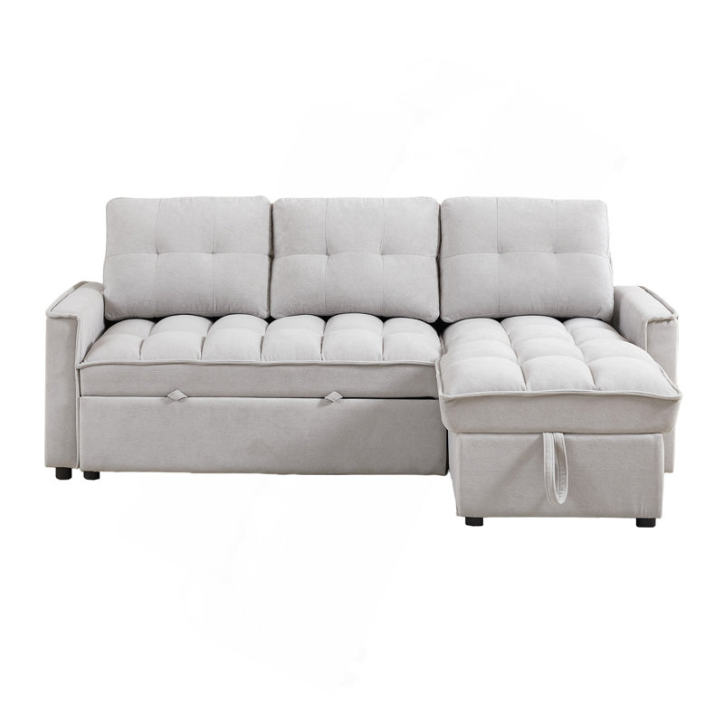 78.75" Reclining Sofa, Pull-Out Sofa Bed With USB And Tape-C Charging Ports, L-Shaped Sectional Sofa With Reclining Storage And Arm Side Organizer Pocket Features, Living Room Comfort Sofa