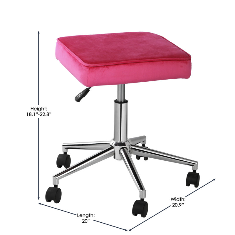 Adjustable Height Lab Stool with Removable Casters/Wheels, Pink