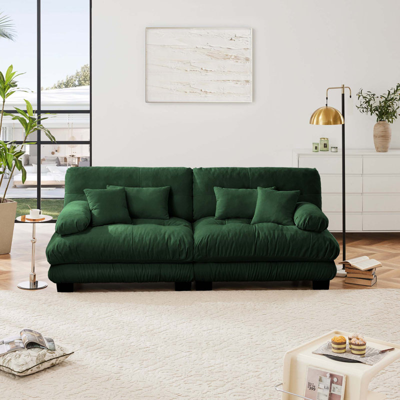 Canapé en chenille, H 35,4 po x l 94,4 po x P 36 po, 2, Vert