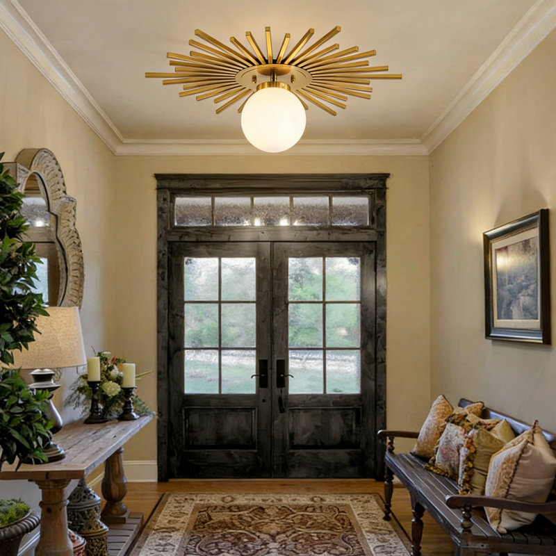  GlowCraft 1 - Light Sunburst Flush Mount Ceiling Light for Hallway, Copper