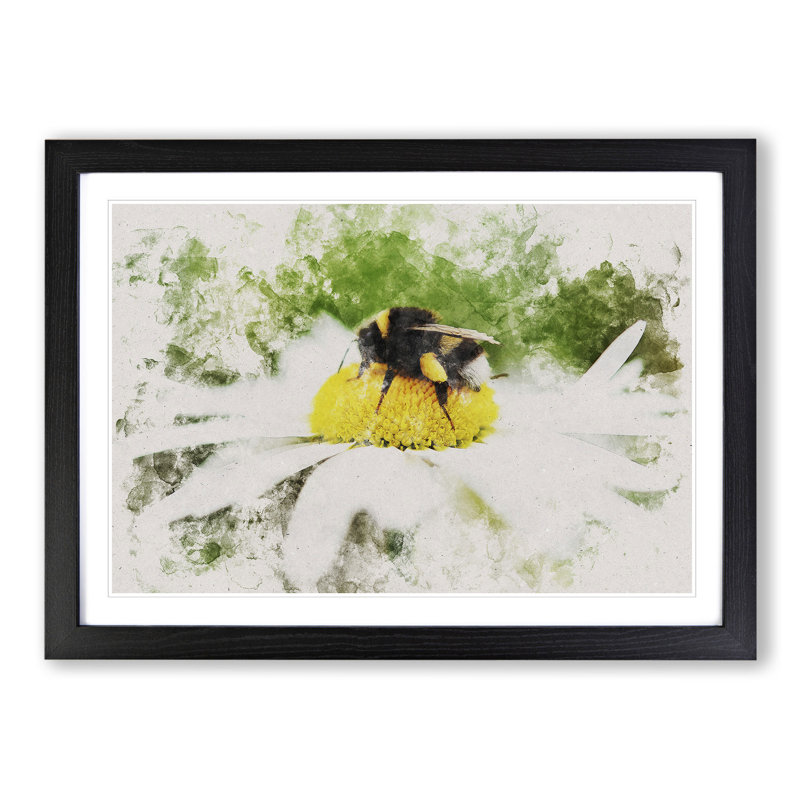 Bee Collecting Pollen Vol.2 - Framed Print, 65cm H x 90cm W x 2cm D, Black