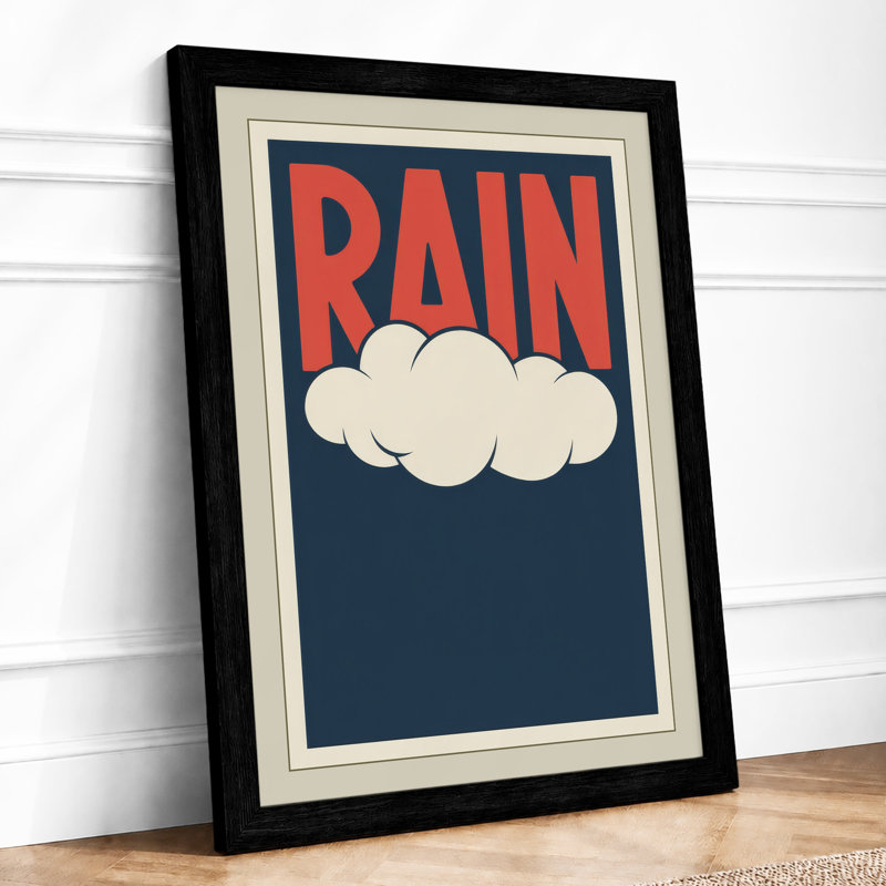 Rain Minimalist - Framed Print, A4 - 29.7 x 21.0 cm, Black
