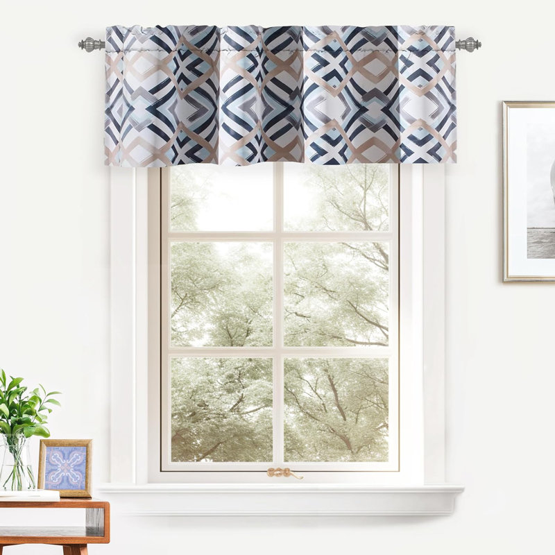 Uecker Geometric Kichen Valance Room Darkening 52" Window Valance, 52" W x 14" L