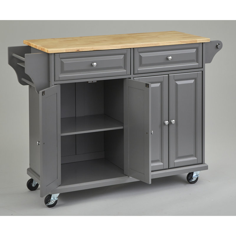 Chariot de cuisine avec plateau en bois massif Idlewild, Anthracite