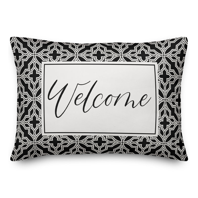  Housse de coussin rectangulaire et insert Welcome, Noir