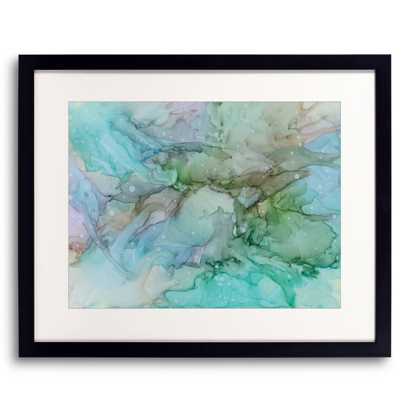 «Early Days» par KC Pollak, Blanc, Papier avec cadre noir, H 25,25 po x l 31,25 po x P 0,88 po