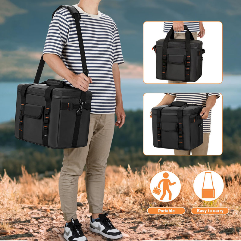 Travel Tote With Adjustable Dividers For Charging Cables And Accessories.