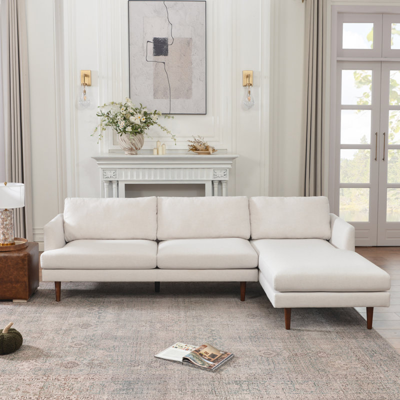 Miller 2 - Piece Upholstered Sectional, Orienté à droite, Mélange de polyester ivoire