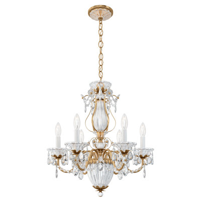 Bagatelle 6 Light 21in x 22.5in Chandelier in Etruscan Gold with Clear Radiance Crystals