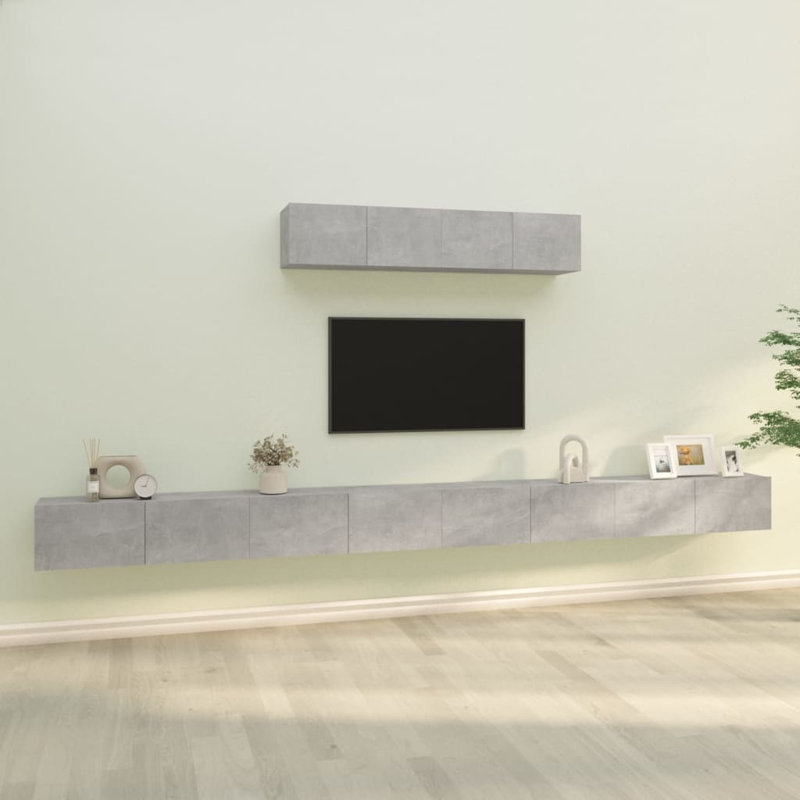 Eaubonne TV Stand, 80cm W x 30cm D x 30cm H, Grey, 4 cabinet