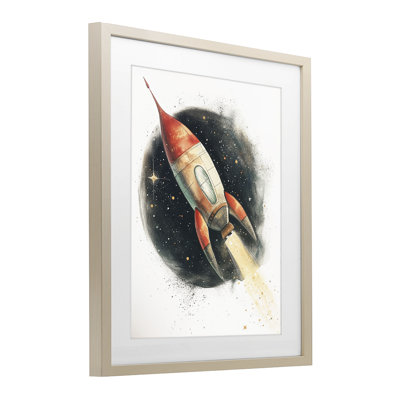 «Journey To Space Rocket», reproduction sous verre encadrée, design par Ray Powers