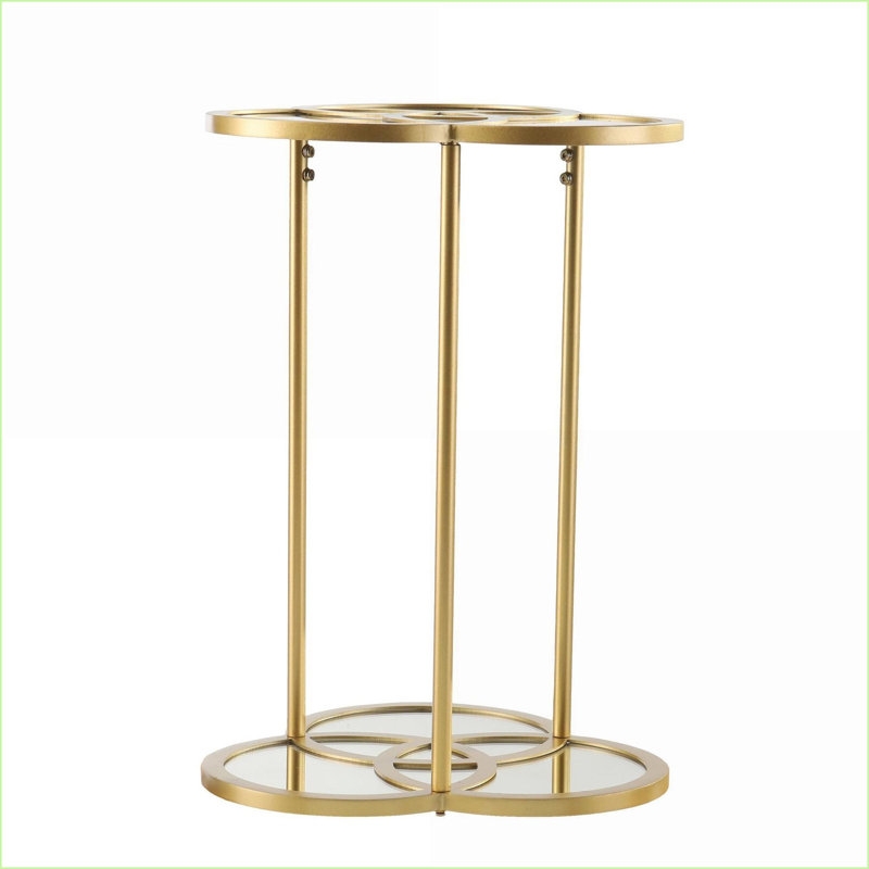 Table basse géométrique à miroir avec rangement, conception abstraite peu encombrante pour le salon