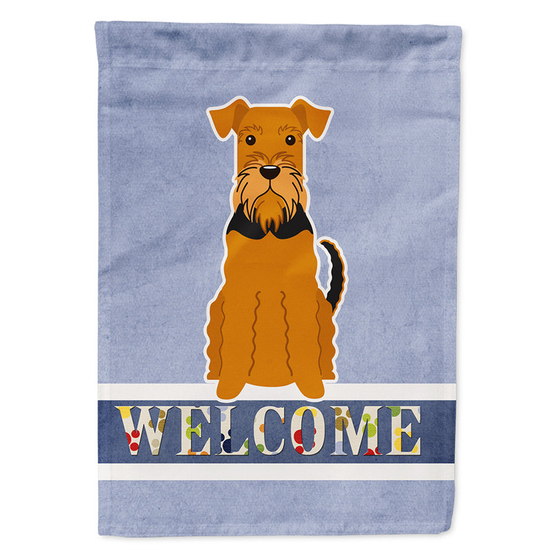 Polyester 2 côtés 40 x 28 po welcome drapeau maison, Airedale