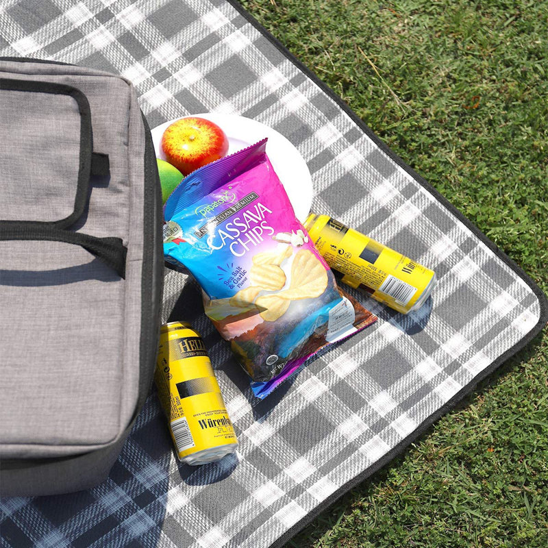 Picnic Blanket, Grey/White/Light Grey