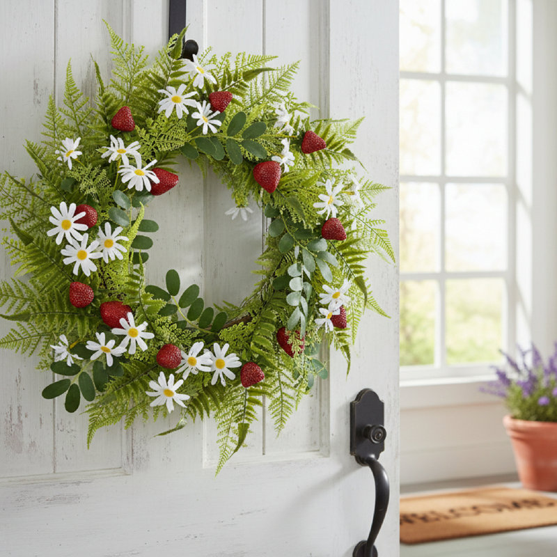 Couronne à marguerite et fraise 20 po Haight