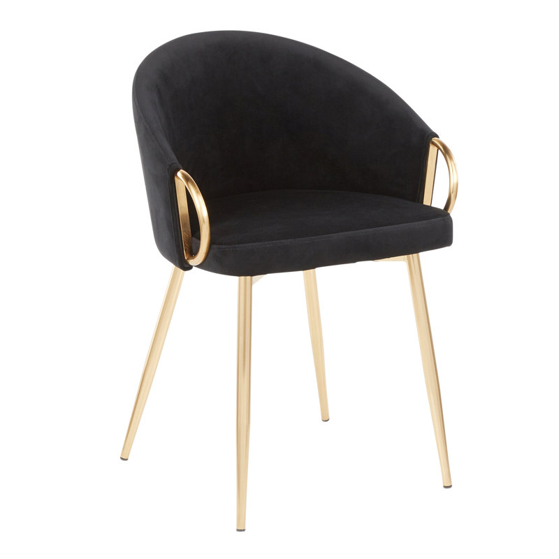 Chaise en métal argenté et similicuir blanc, Doré, Noir