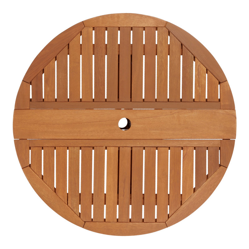 Abi-Jo Round Folding Outdoor Dining Table With Umbrella Hole , 89.7cm cm W 90cm cm D