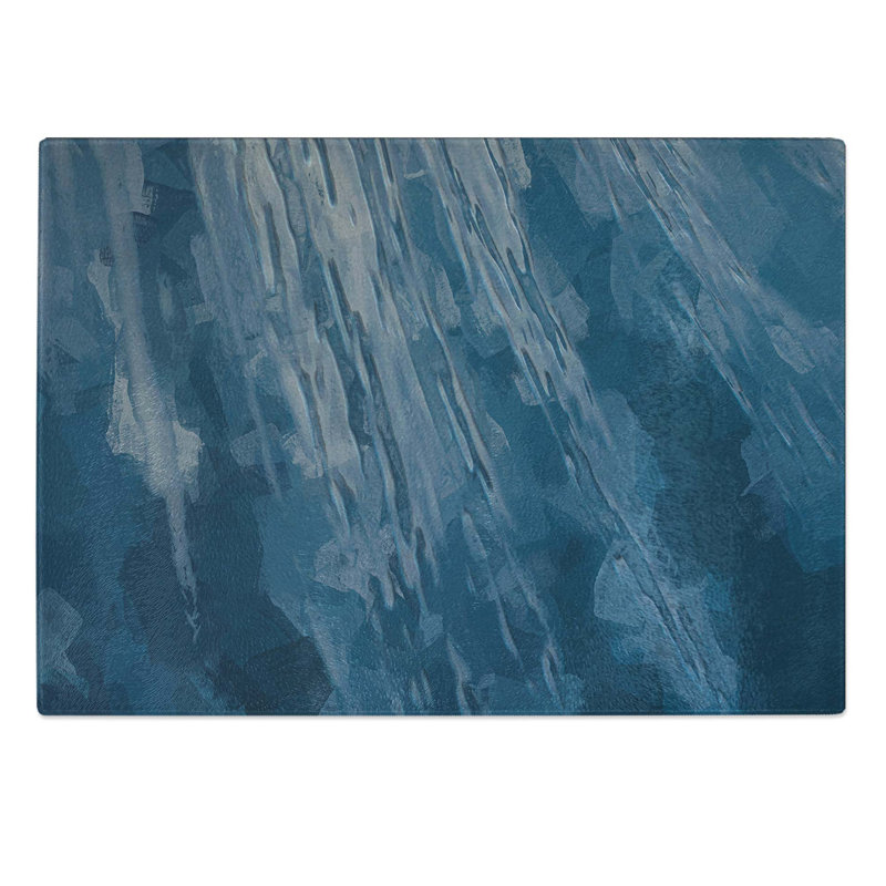 Tempered Glass Ocean Curve Chopping Board, 39 cm W x 28.5 cm L