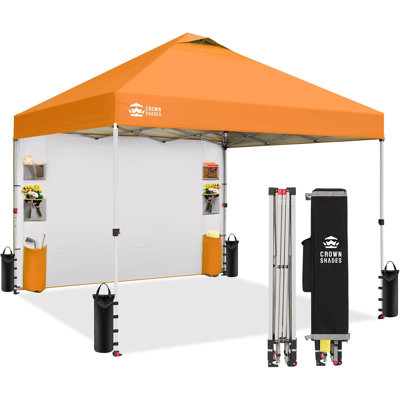 CROWN SHADES Canopy Tent 10x10 Pop Up Canopy Outdoor Shade with Pockets Sidewall, Easy Up Sun Shelter with One Person Set Up Center Lock, Portable Instant Camping Beach Canopy Tents